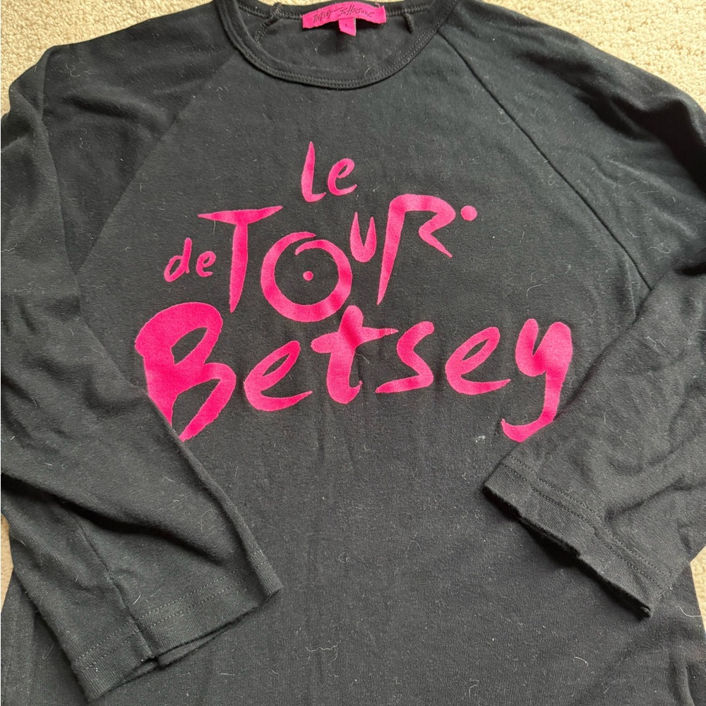 Betsey Johnson Black and Pink Long Sleeve Tee